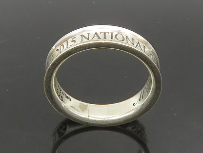 925 Silver  Vintage Shiny Emory 2015 Champions Concave Band Ring Sz 6  RG23951