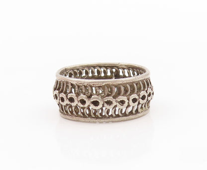 925 Sterling Silver Vintage Ring ISRAEL Dark Tone Designer Cutout  Sz 6  RG31805
