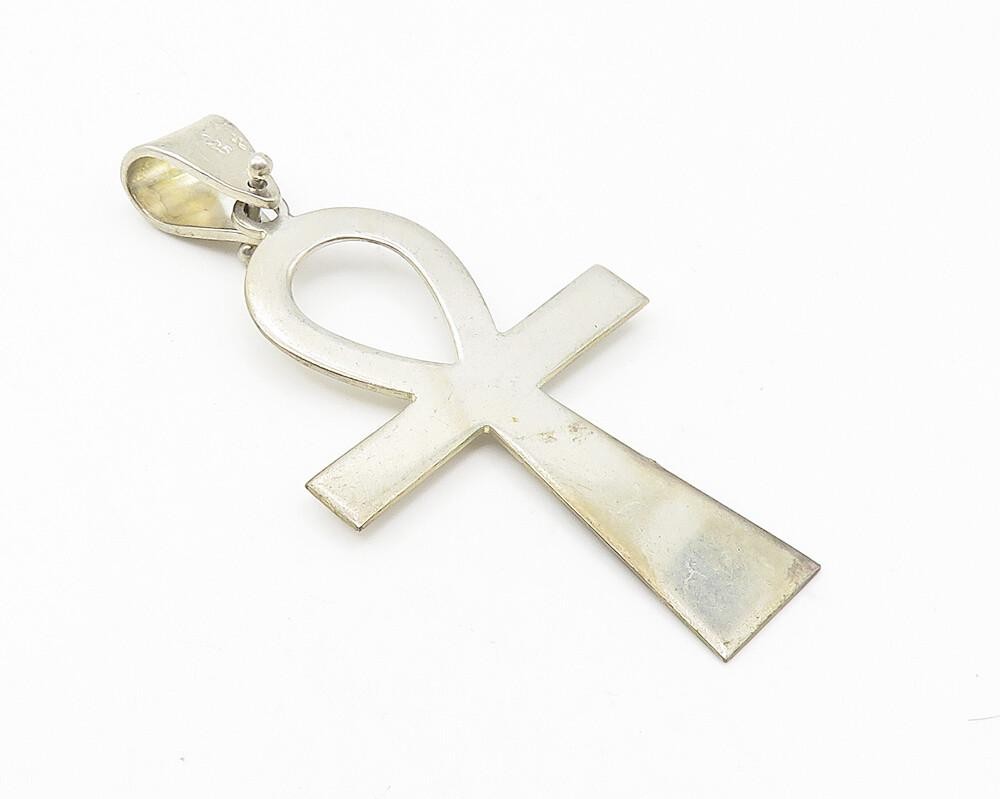 TAHARA 925 Sterling Silver  Vintage Shiny Egyptian Ankh Smooth Pendant  PT8721