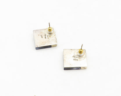 MEXICO 925 Sterling Silver  Vintage Sodalite Square Drop Earrings  EG9619
