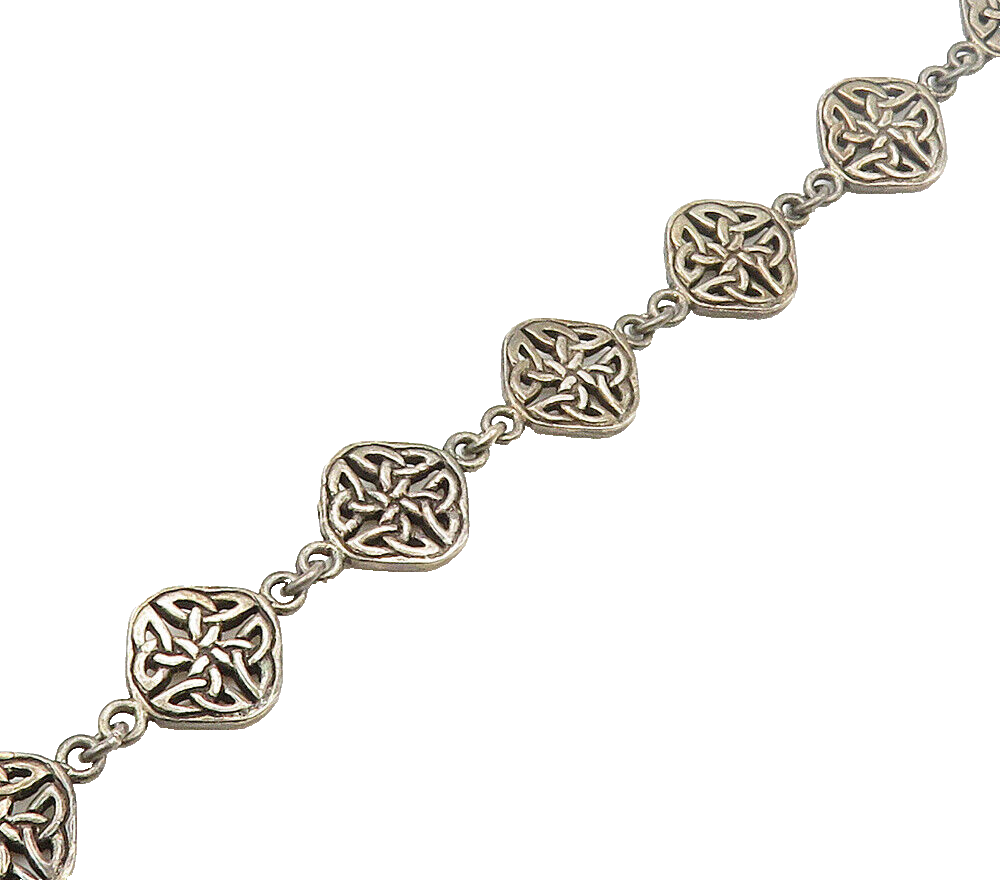 PETER STONE 925 Sterling Silver  Vintage Celtic Knot Chain Bracelet  BT6503