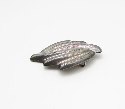 MEXICO 925 Silver Vintage Wavy Art Deco Pendant Brooch Pin BP1022