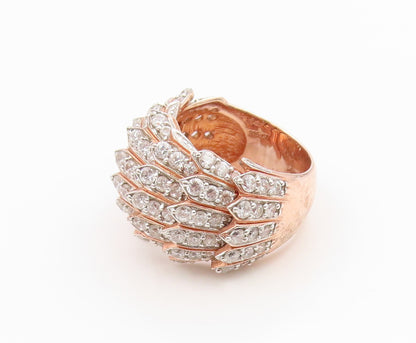 925 Sterling Silver Vintage Ring Gold Plated SONIA B. Feather  Sz 7.5  RG36234
