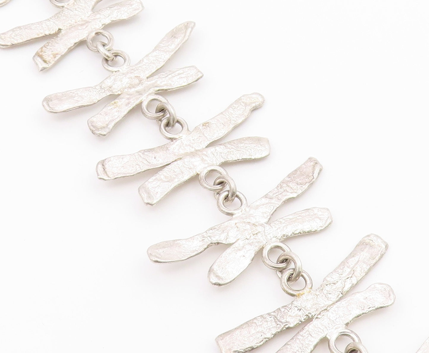 925 Sterling Silver  Vintage Shiny Textured Link Chain Bracelet  BT8921