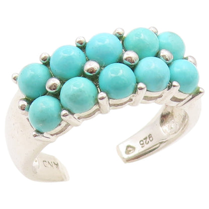 925 Sterling Silver Vintage Ring Cabochon Turquoise Double Row  Sz 6  RG36543