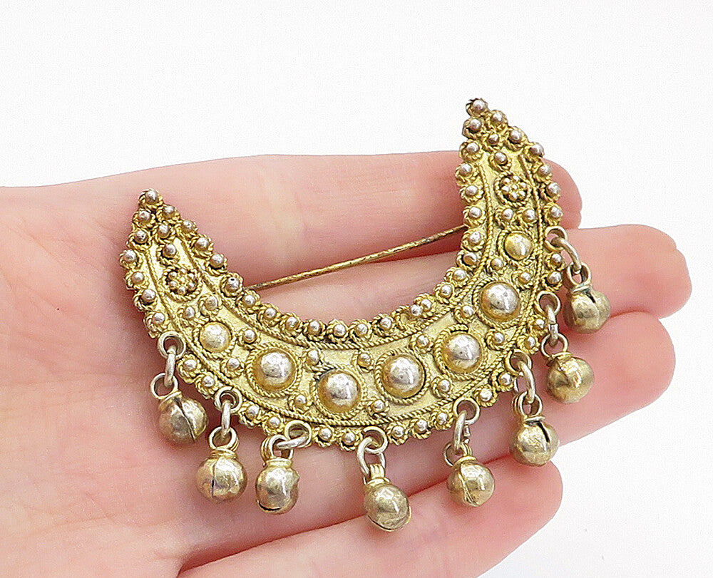 ISRAEL 925 Sterling Silver  Vintage Twist Dangling Beads Brooch Pin  BP1184