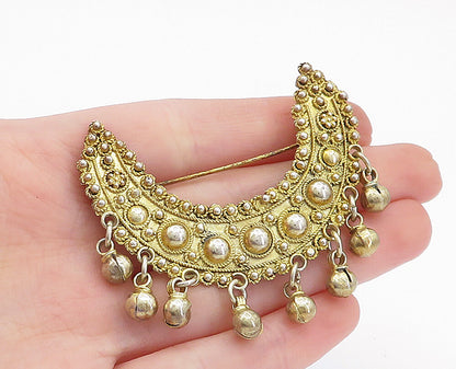 ISRAEL 925 Sterling Silver  Vintage Twist Dangling Beads Brooch Pin  BP1184