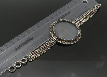BALI 925 Sterling Silver  Vintage Oxidized Swirl Detail Chain Bracelet  BT8800