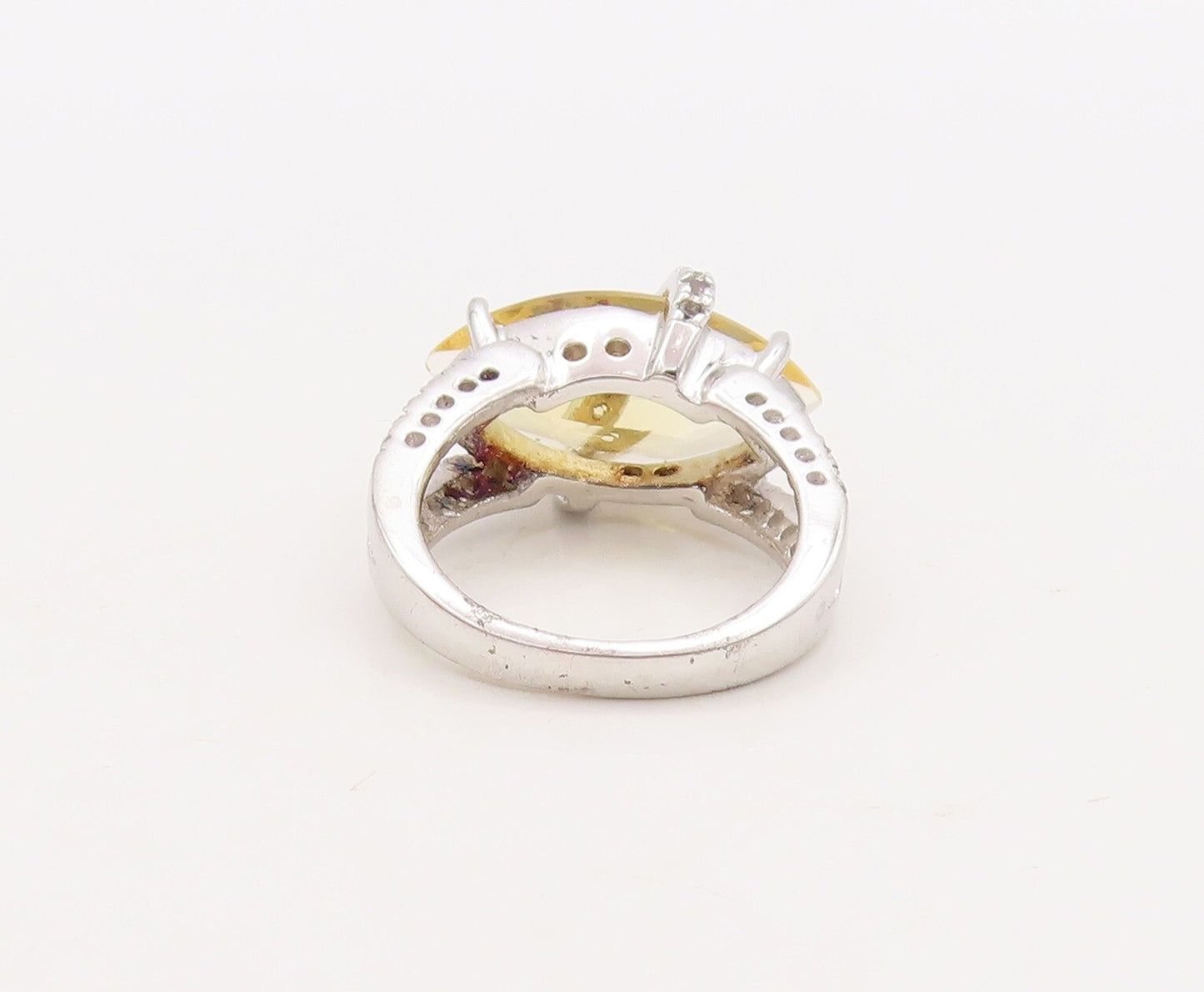 925 Sterling Silver Vintage Ring Marquise Cut Citrine & Topaz Band Sz 7  RG29846