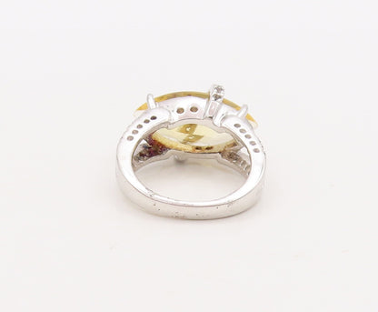 925 Sterling Silver Vintage Ring Marquise Cut Citrine & Topaz Band Sz 7  RG29846