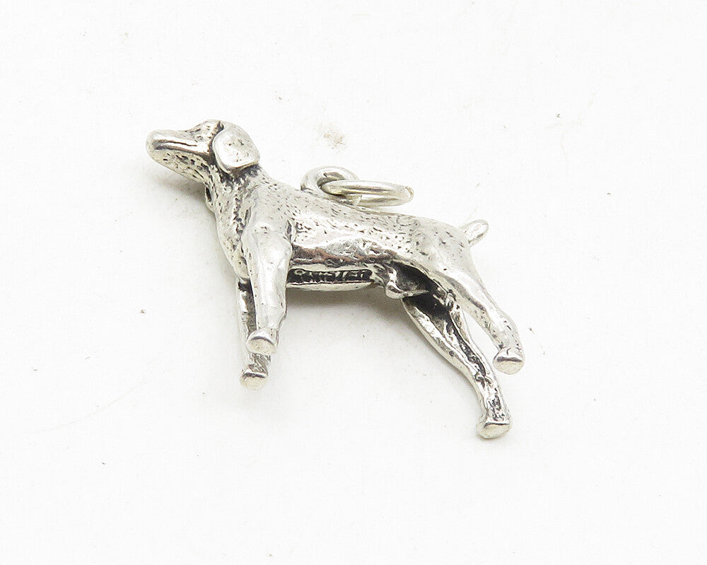 925 Sterling Silver  Vintage Petite Sculpted Standing Dog Pendant  PT7191