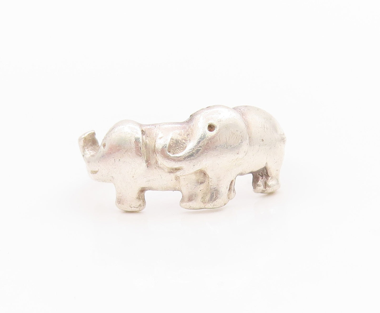 925 Sterling Silver Vintage Ring Solid Carved baby Elephants  Sz 5  RG33254