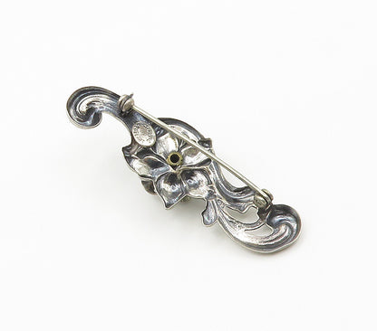JEWEL ART 925 Sterling Silver  Vintage Rose Flower Swirl Brooch Pin  BP6144
