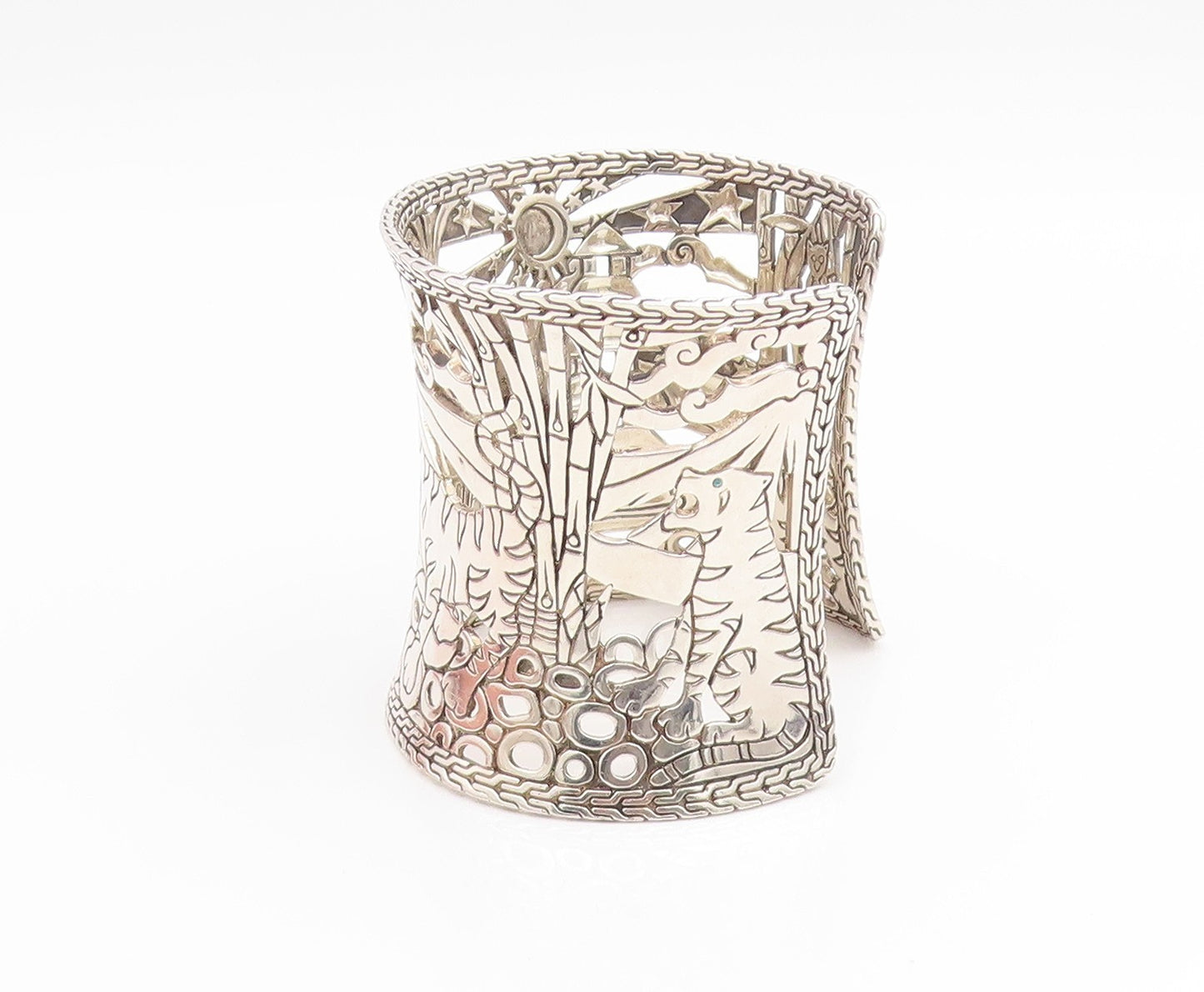 925 Sterling Silver Vintage Bracelet JOHN HARDY Large Macan Rare BT11910