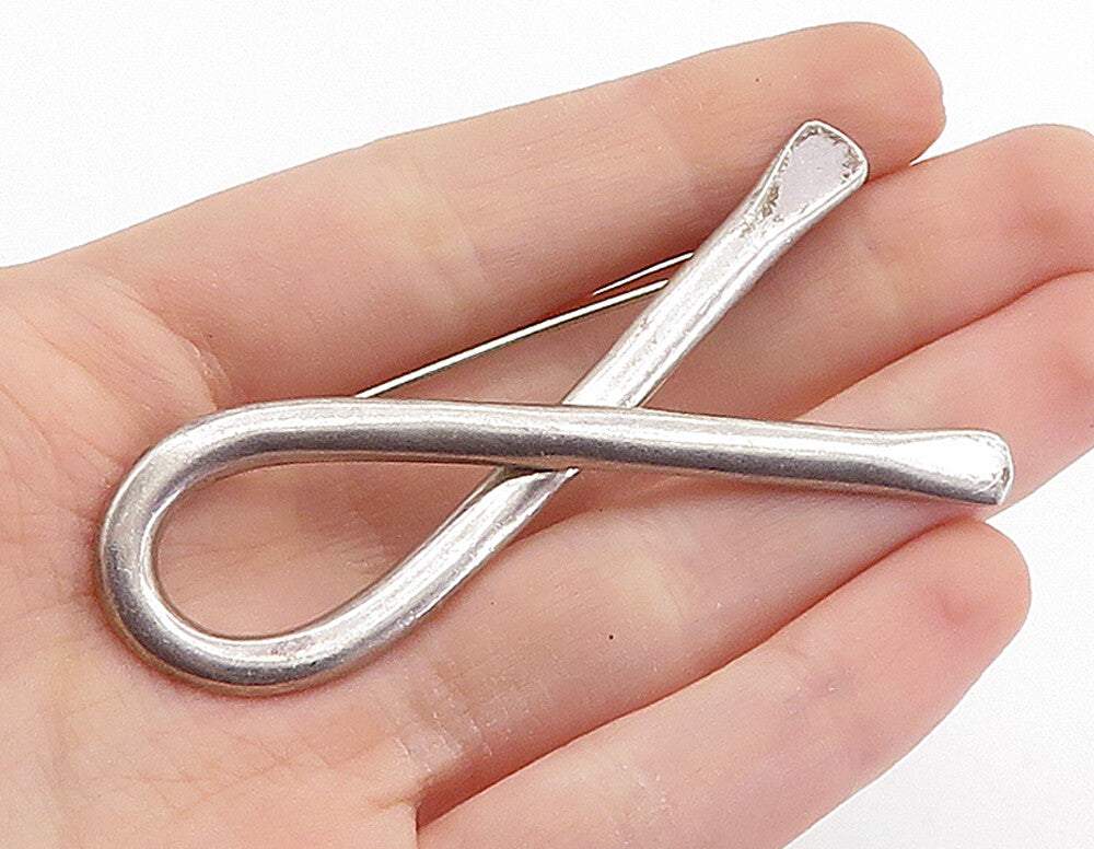 MEXICO 925 Sterling Silver  Vintage Minimalist Ribbon Motif Brooch Pin  BP2647