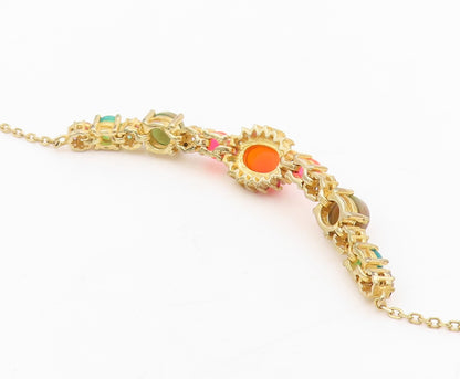 925 Sterling Silver Vintage Bracelet Gold Plated Multi Gemstone Medley  BT11528