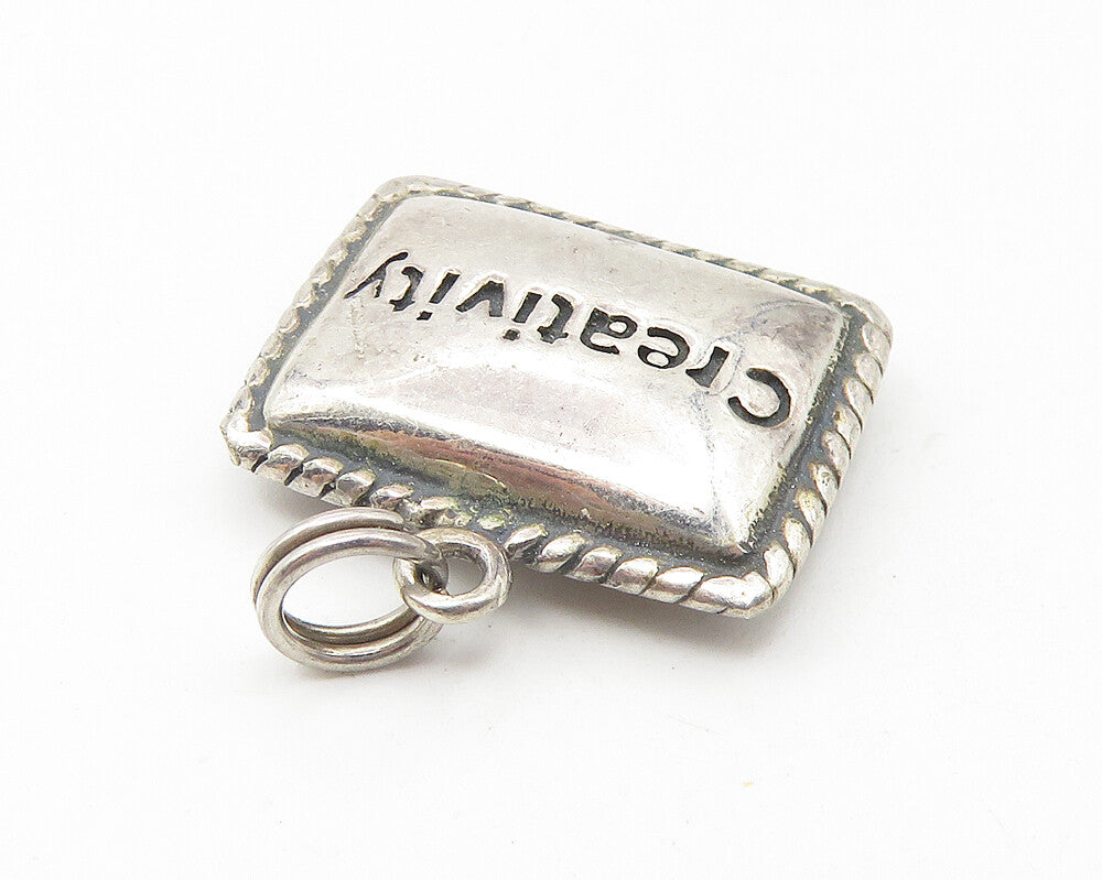 925 Sterling Silver  Vintage Dark Tone Creativity Stamped Twist Pendant PT8880