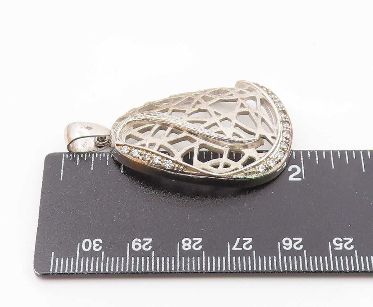 925 Sterling Silver  Vintage Topaz Cutout Open Design Pendant  PT18060