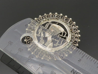 MIDDLE EAST 925 Silver  Vintage Egyptian Queen Nefertiti Brooch Pin  BP9400