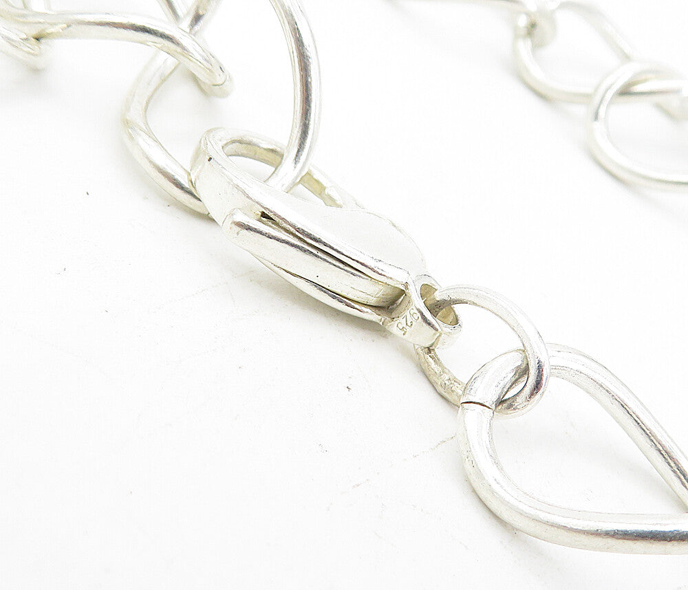 925 Sterling Silver  Shiny Minimalist Curved Oval Link Chain Necklace  NE1478