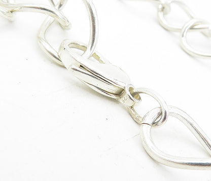 925 Sterling Silver  Shiny Minimalist Curved Oval Link Chain Necklace  NE1478
