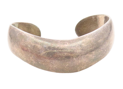 LOS BALLESTEROS 925 Silver  Vintage Oxidized Smooth Wavy Cuff Bracelet  BT2771