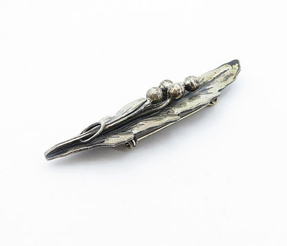 MEXICO 925 Sterling Silver  Vintage Oxidized Single Leaf Brooch Pin  BP1671