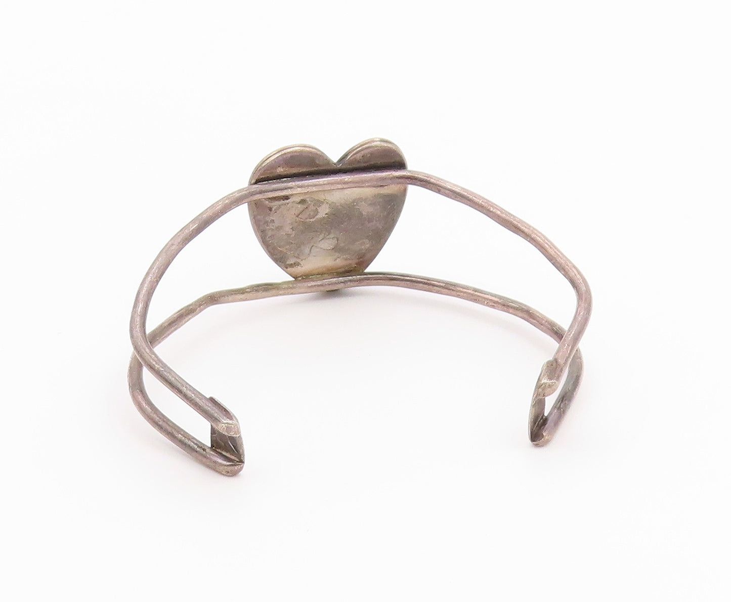 DESIGNER 925 Silver  Vintage Carnelian Love Heart Split Cuff Bracelet  BT9476