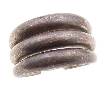 925 Sterling Silver Vintage Ring ESPO SIG Chunky Triple Row Band  Sz 8  RG34164
