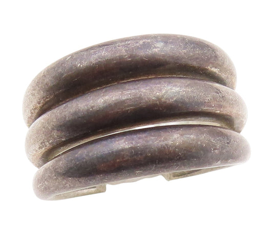 925 Sterling Silver Vintage Ring ESPO SIG Chunky Triple Row Band  Sz 8  RG34164