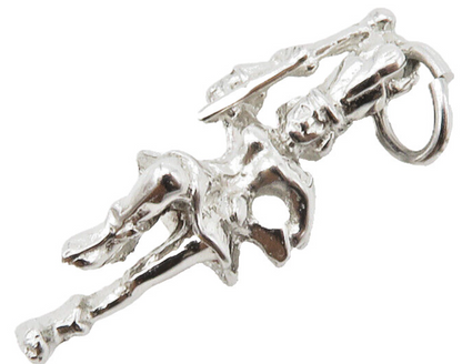 925 Sterling Silver  Vintage Petite Shiny Dancer Drop Pendant  PT11237
