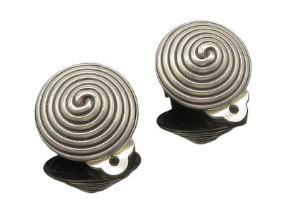 MMA 925 Sterling Silver  Vintage Shiny Spiral Dome Non Pierce Earrings  EG7561