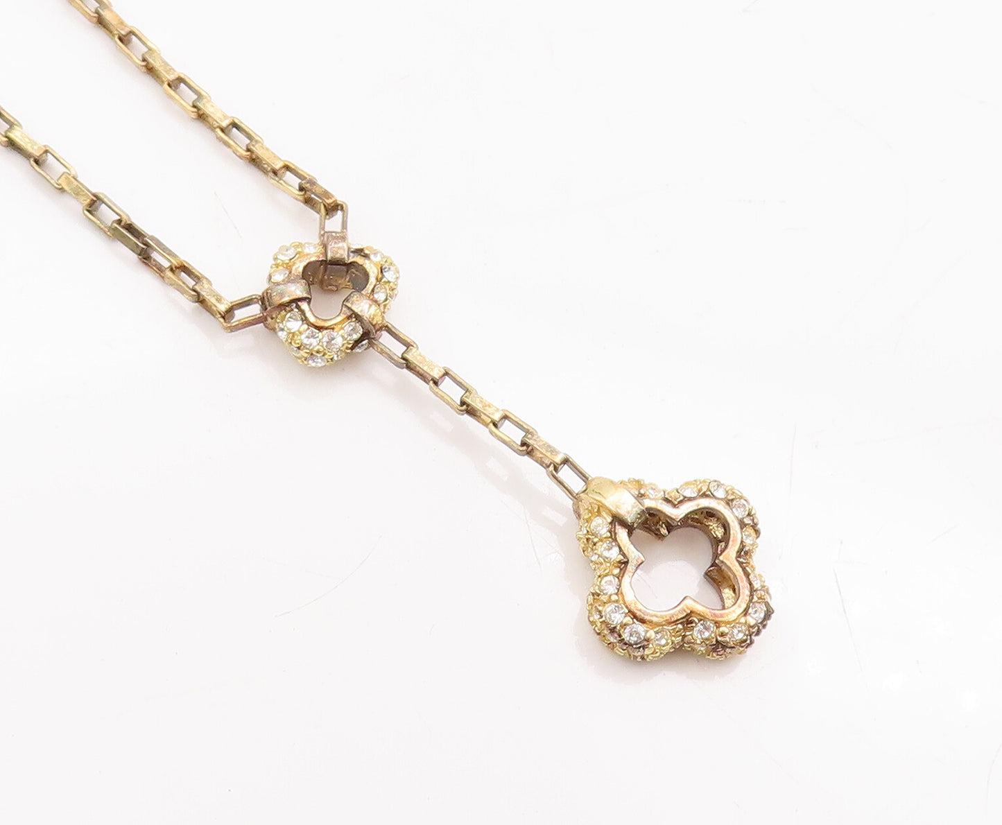 925 Sterling Silver Vintage Necklace Gold Plated CZ Beaded Floral Carved  NE4293