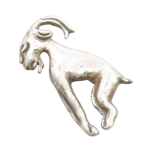 925 Sterling Silver Vintage Brooch MEXICO Capricorn Zodiac Running Goat  BP12013