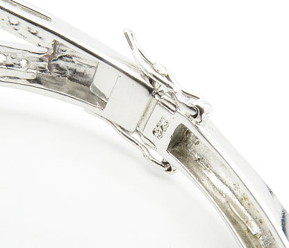 925 Sterling Silver  Blue Goldstone & Cubic Zirconia Bangle Bracelet  BT3466