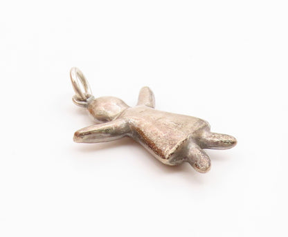 925 Sterling Silver Vintage Dark Tone Petite Girl in Dress Pendant  PT16458