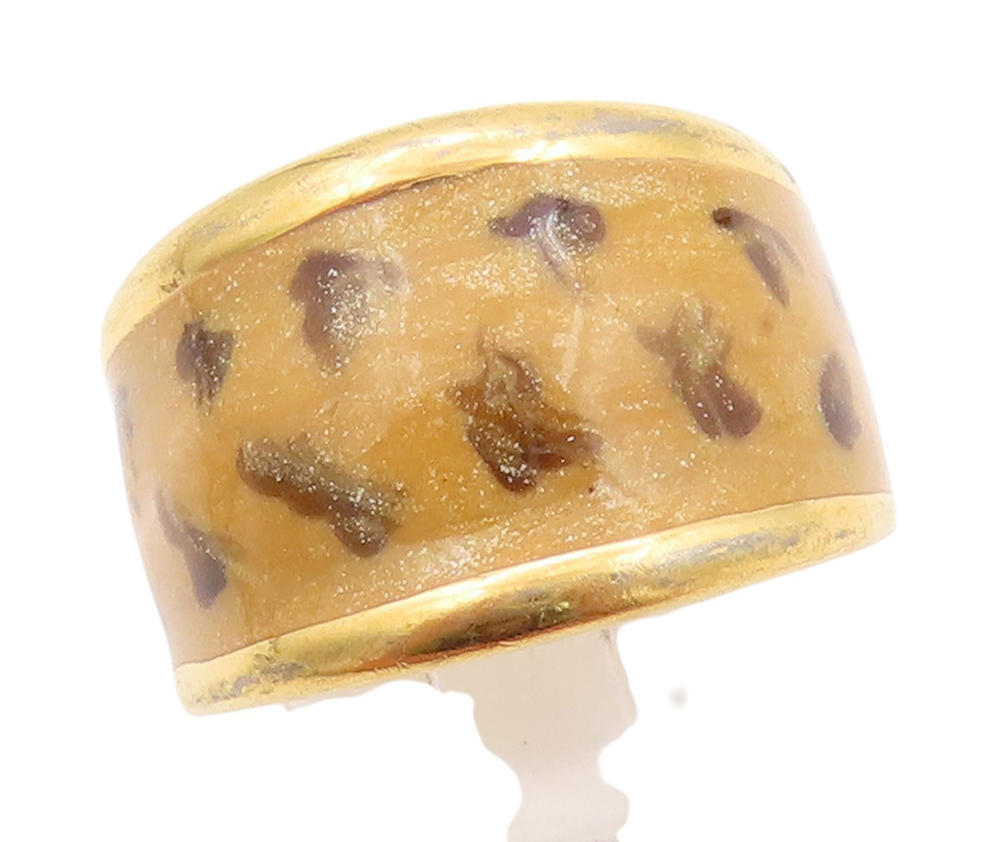 925 Sterling Silver Vintage Ring DAVID SIGAL Gold Plated Enameled  SZ 9  RG32207