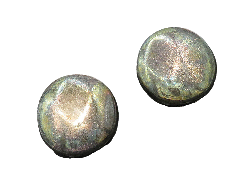 925 Sterling Silver  Vintage Shiny Dark Tone Button Drop Earrings  EG9715