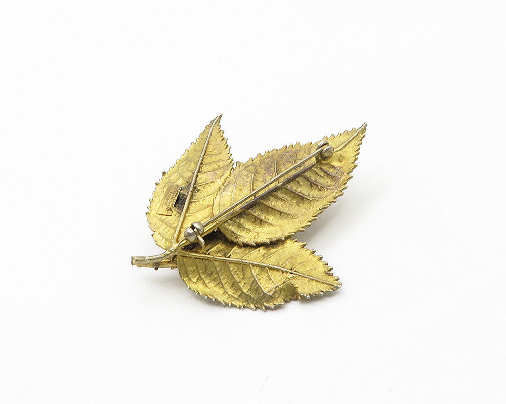 FLORA DANICA DENMARK 925 Silver  Vintage Floral Leaf Motif Brooch Pin  BP7025
