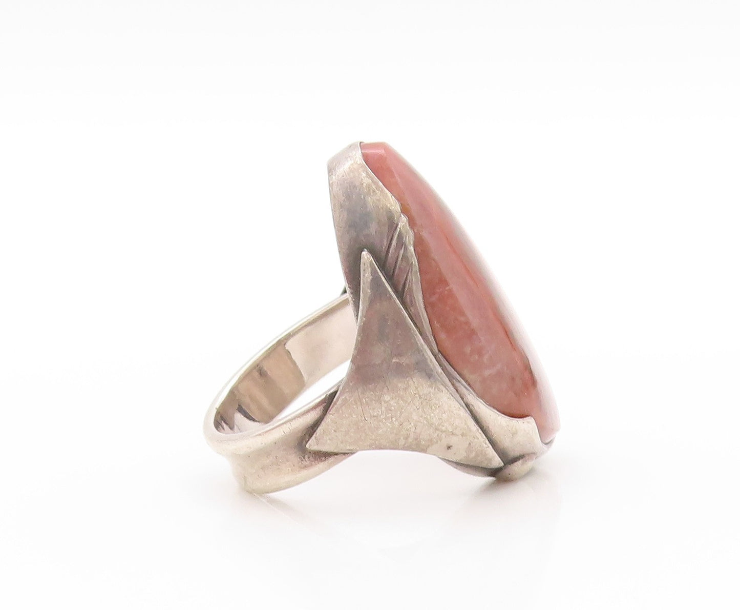 925 Sterling Silver Vintage Ring EUROPEAN Amorphas Crazy Lace Agate Sz 7 RG32663