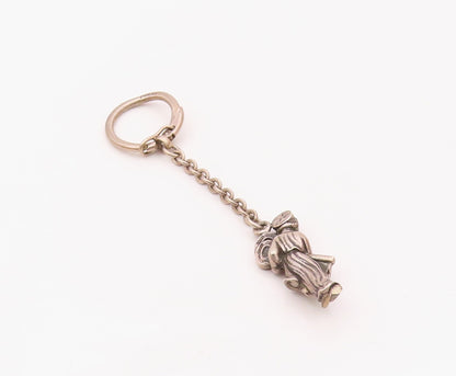925 Sterling Silver Vintage Sculpted Saint Peter Holding Keys Keychain TR3394