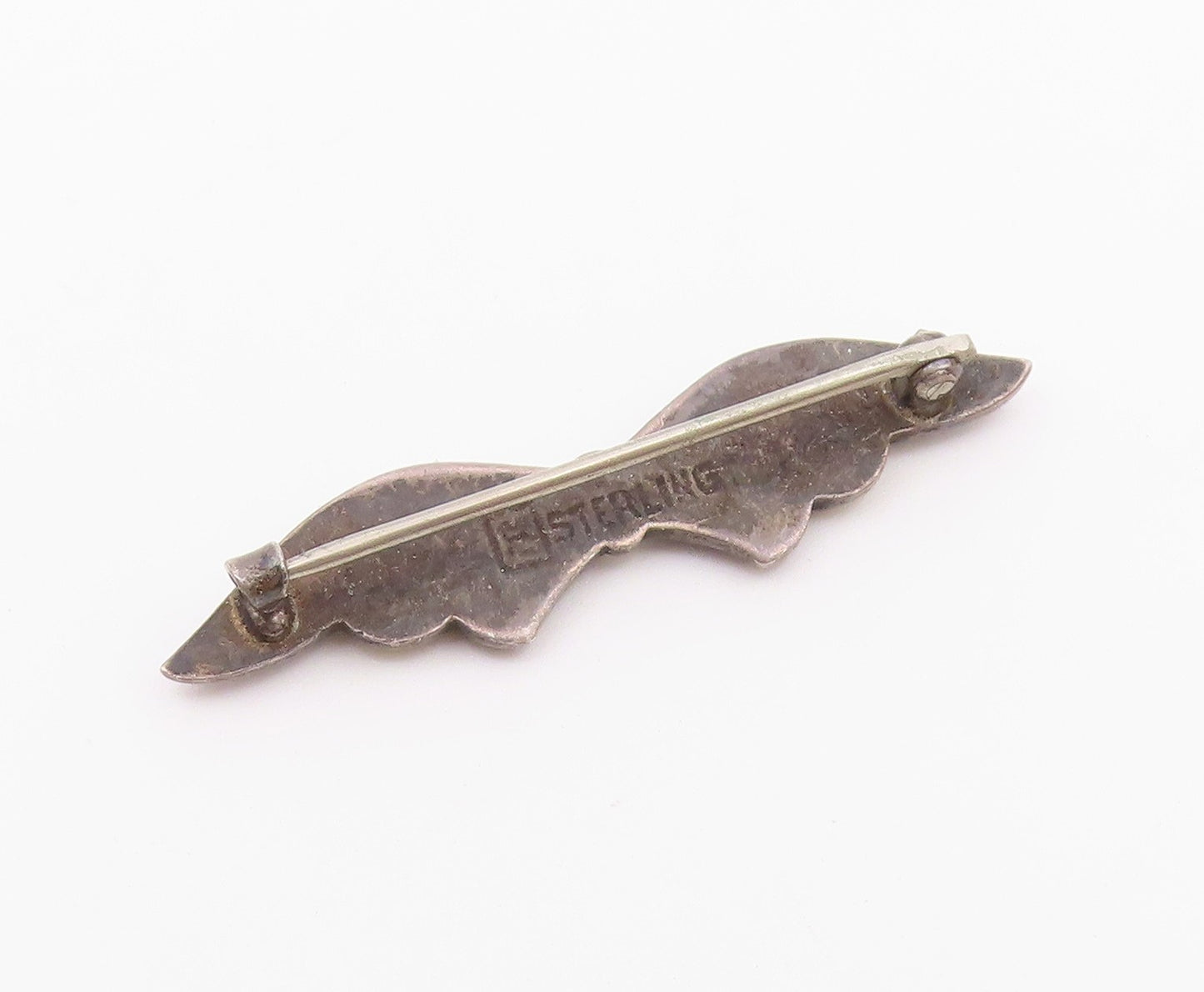 925 Sterling Silver  Vintage Antique Enamel Ribbon Bow Brooch Pin  BP8611