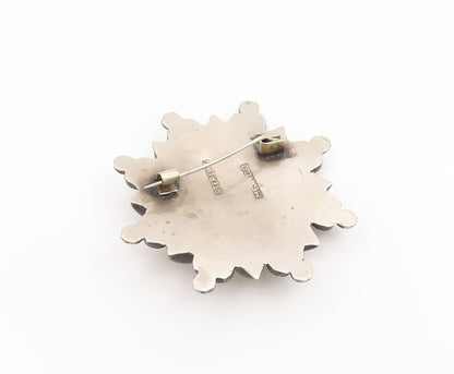925 Sterling Silver Vintage Brooch Pin MEXICO Classic Floral Sunburst  BP12504