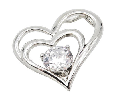 925 Sterling Silver  Sparkling Cubic Zirconia Open Love Heart Pendant  PT9298
