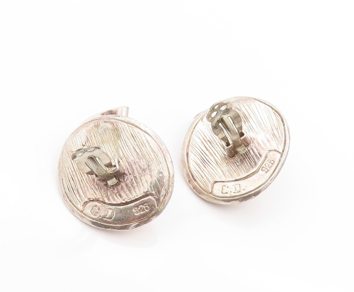 925 Sterling Silver Vintage Earrings Modernist Brutalist Fold Design  EG13607