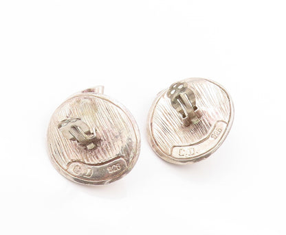 925 Sterling Silver Vintage Earrings Modernist Brutalist Fold Design  EG13607