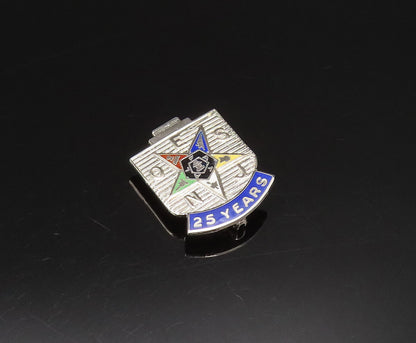 925 Sterling Silver  Vintage Enamel Order Of Eastern Star Brooch Pin  BP9558
