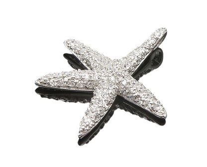 925 Silver  Vintage Shiny Cubic Zirconia Encrusted Starfish Pendant  PT15393