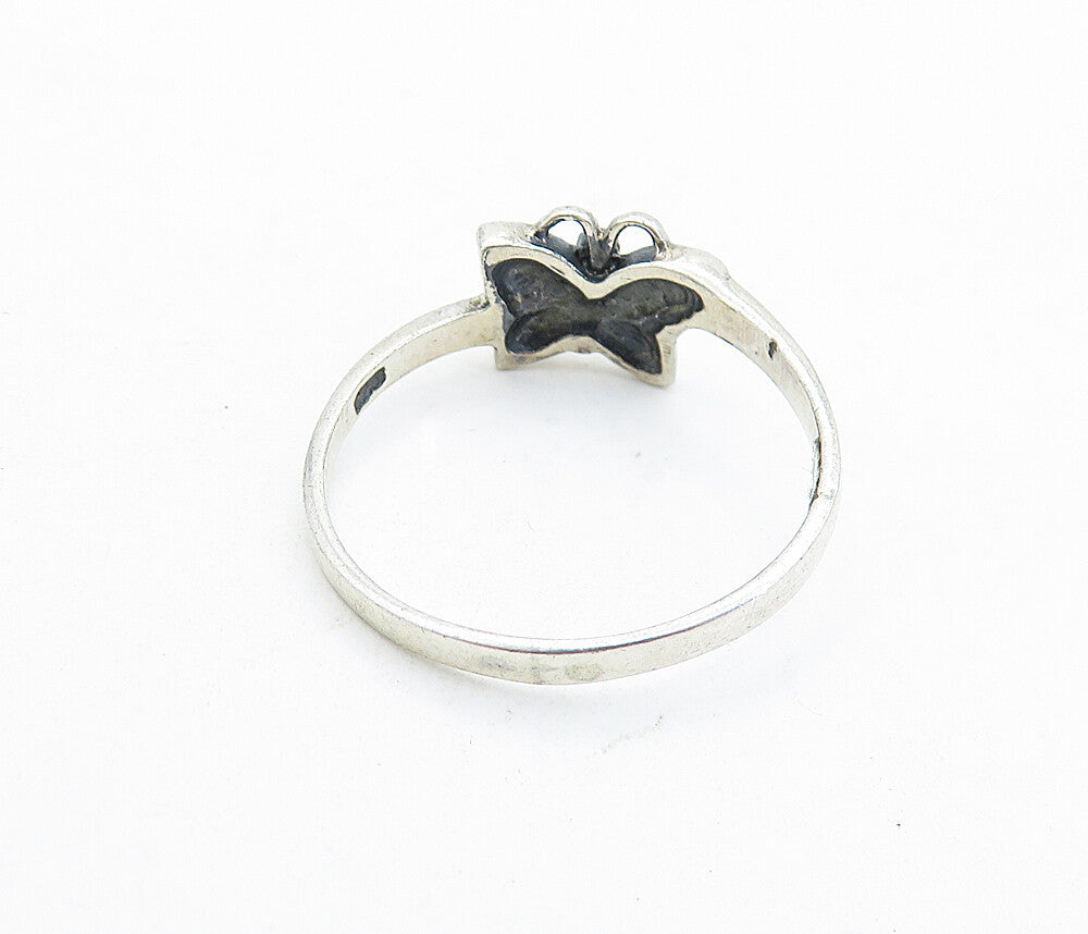 925 Sterling Silver  Vintage Petite Butterfly Motif Band Ring Sz 9  RG6092