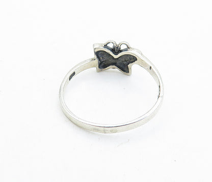 925 Sterling Silver  Vintage Petite Butterfly Motif Band Ring Sz 9  RG6092